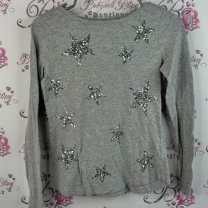 Talbots long sleeve grey Star ⭐️ sequin sparkly Embellished shirt Top gray